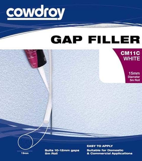 Cowdroy Foam Gap Filler Rods White 15mm x 5m
