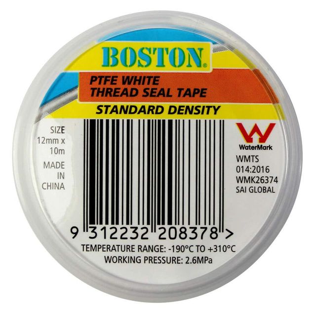BOSTON Thread Seal Tape White 12mm x 10m