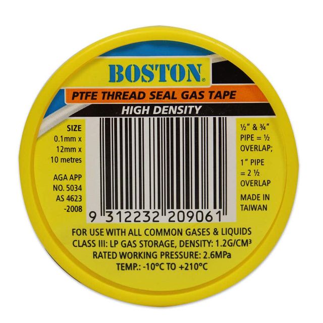 BOSTON PTFE Thread Seal Gas Tape 10m