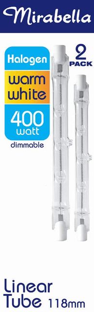 Mirabella Eco Halogen Linear globe 400W Warm White 118mm - 2 Pack