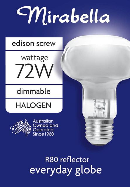 Mirabella Halogen Reflector Globe R80 72W ES Clear