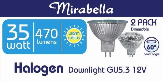 Mirabella Halogen Globe Eco Dichoric 12V 60D 35W Pack of 2