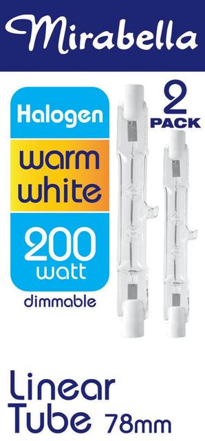 Mirabella Eco Halogen Linear globe 200W Warm White 78mm - 2 Pack
