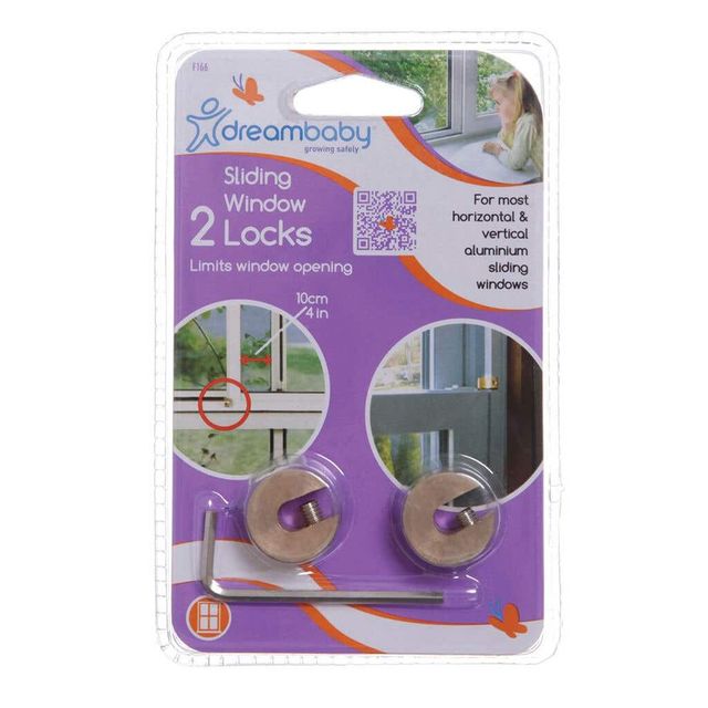 Dreambaby Sliding Window Locks with Key Brass - 2 Pack