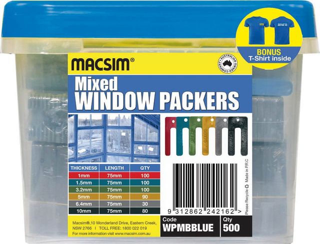 Macsim Window Packers Mixed 75mm - Box of 500 + Bonus T-Shirt