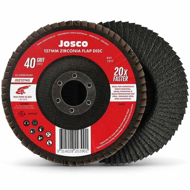 Josco 125mm 40-Grit Zirconia Angled Flap Disc