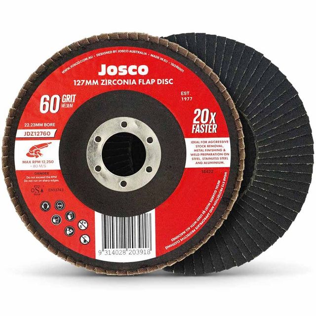 Josco 125mm 60-Grit Zirconia Angled Flap Disc