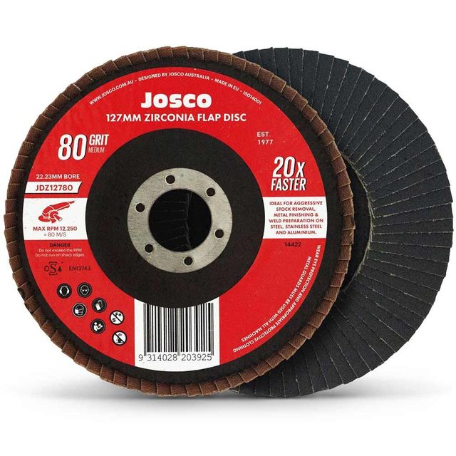 Josco 125mm 80-Grit Zirconia Angled Flap Disc