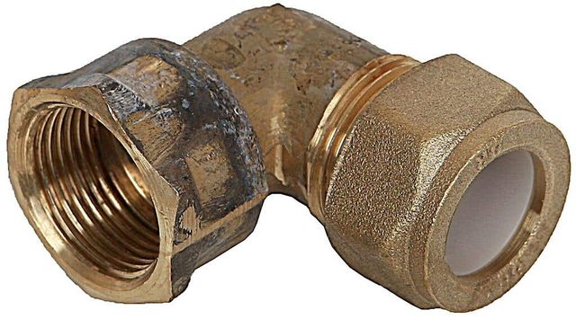 Brasshards Elbow Nylon Olive Compression Brass 15mm Female x 15mm Compression