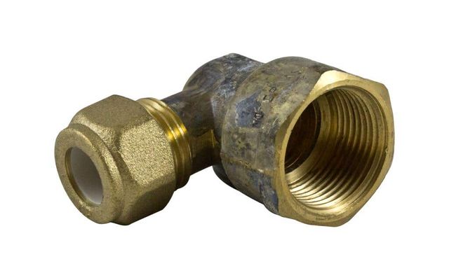Brasshards Elbow Nylon Olive Compression Brass 20mm Female x 15mm Compression