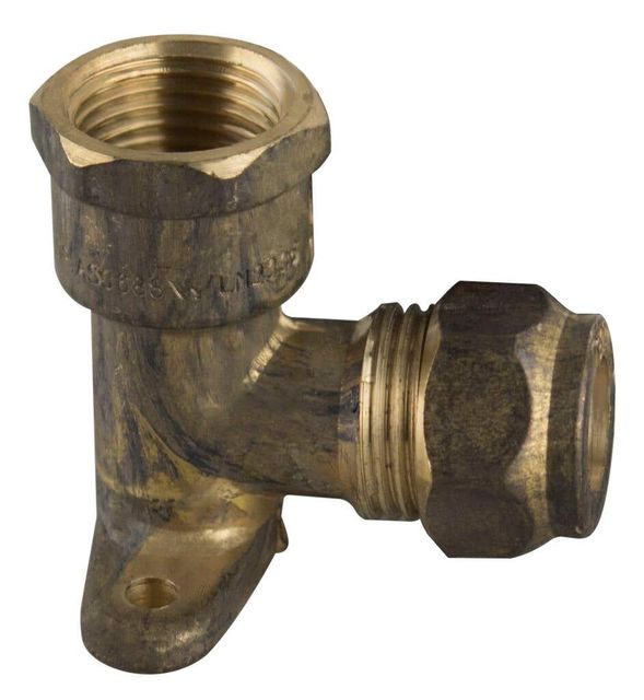 Brasshards Elbow Wall Nyon Olive Compression Brass 15mm Female x 15mm Compression