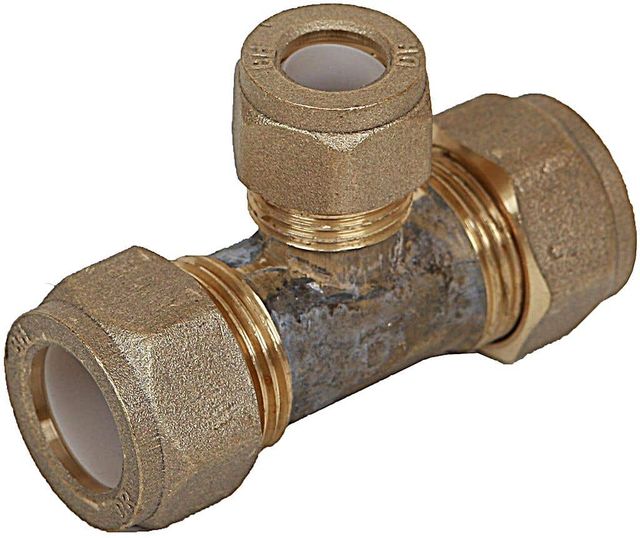 Brasshards Tee Nylon Olive Compression Brass 20mm x 15mm x 15mm