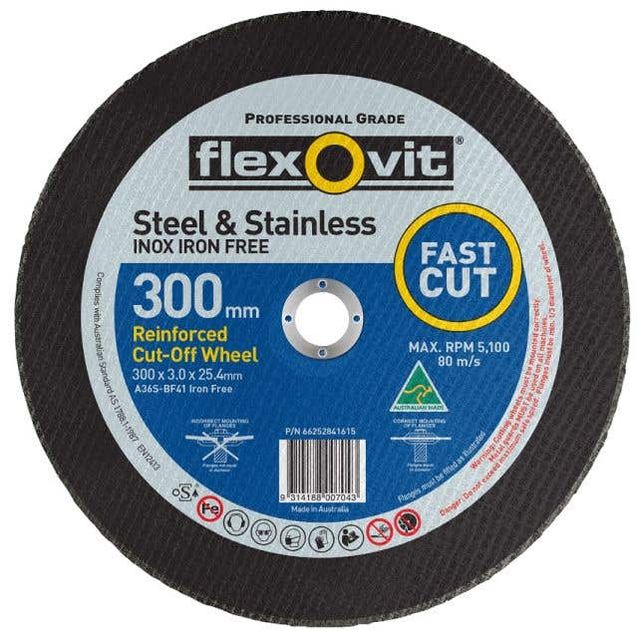 Flexovit Metal Chop Saw Cut-Off Wheel 300 x 3 x 25.4mm