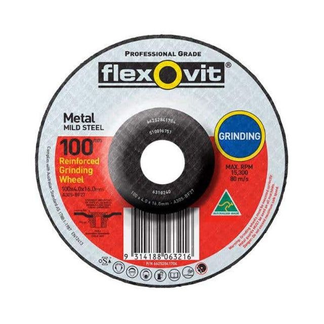Flexovit Metal Reinforced Grinding Wheel 100 x 4.0 x 16mm