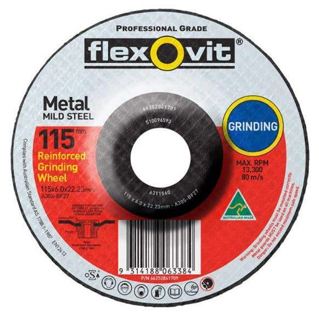 Flexovit Metal Reinforced Grinding Wheel 115 x 6.0 x 22mm