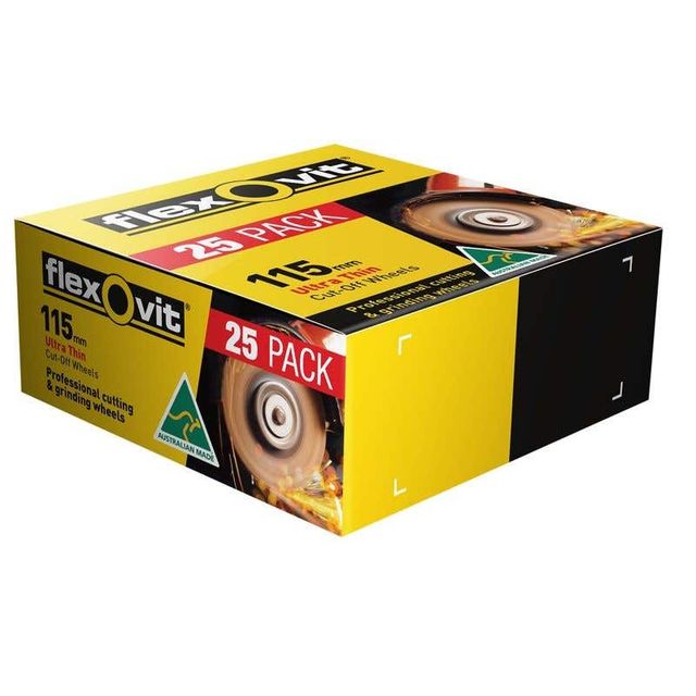 Flexovit Steel & Stainless Cut-Off Wheel 115 x 1 x 22.2mm - 25 Pk
