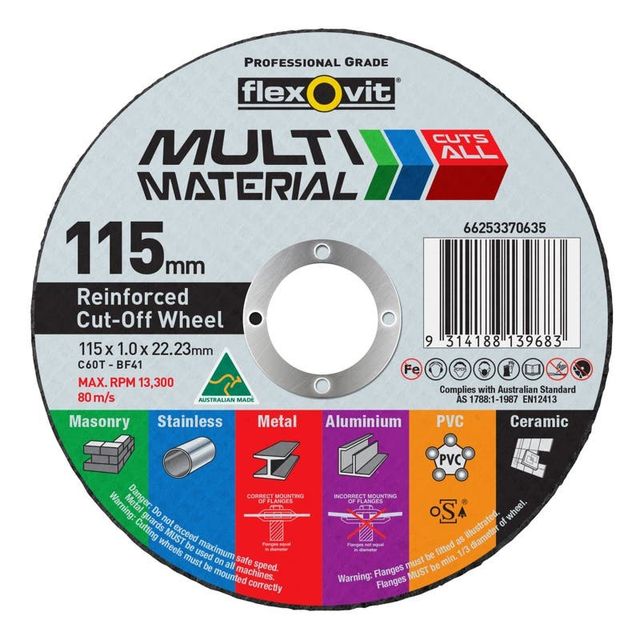 Flexovit Multi Material Cut-Off Wheel 115 x 1 x 22mm
