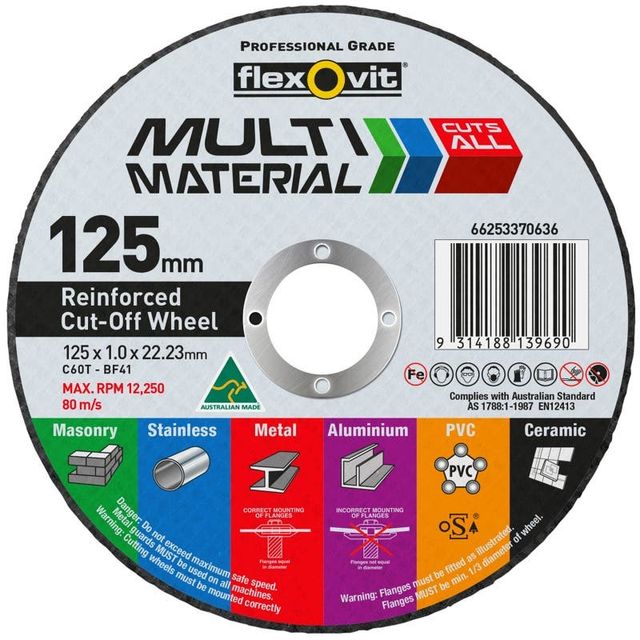 Flexovit Multi Material Cut-Off Wheel 125 x 1 x 22mm