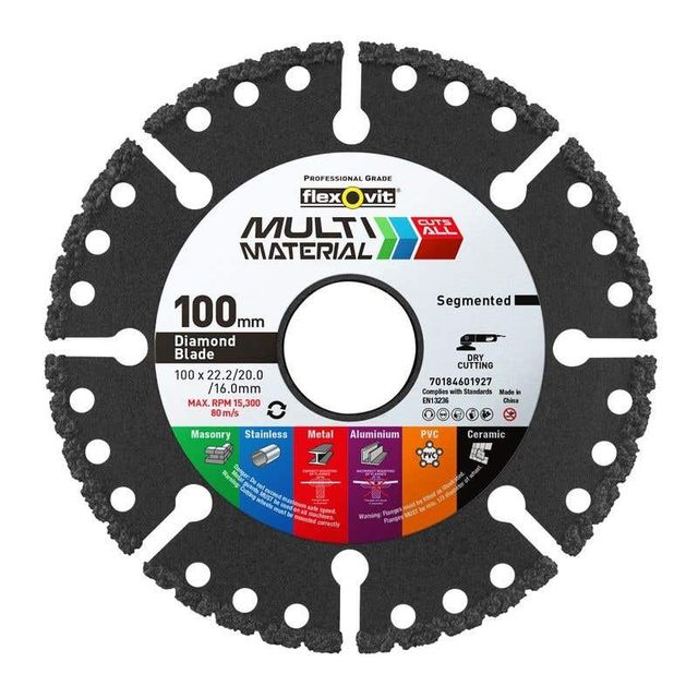 Flexovit Segmented Diamond Blade For Multi-Purpose Cutting - Multi-Material - 100mm