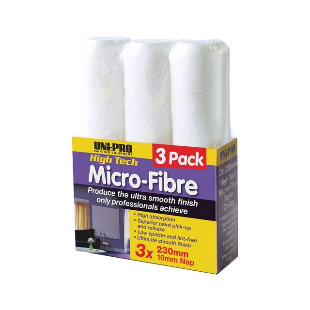 Uni-Pro Micro-Fibre Roller Cover 230mm 10mm Nap - 3 Pack