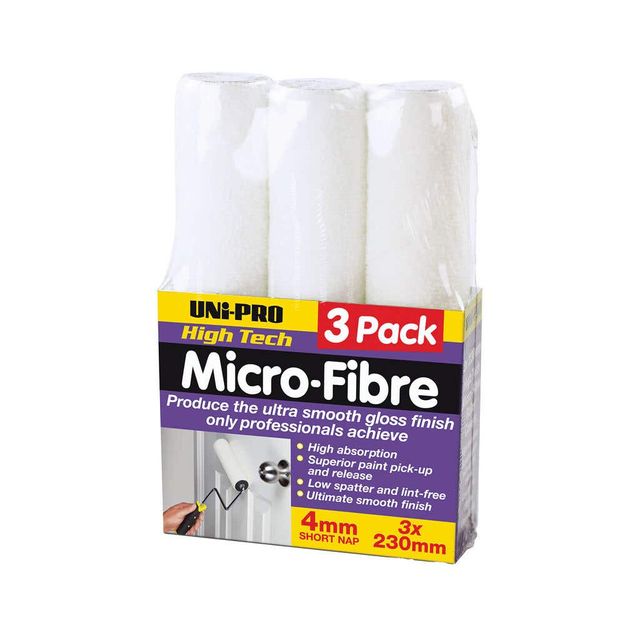 Uni-Pro Micro-Fibre Roller Cover 230mm 4mm Nap - 3 Pack