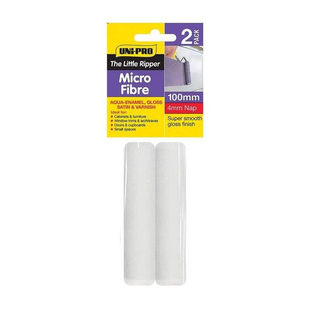 Uni-Pro Little Ripper Micro-Fibre Roller Cover 100mm 4mm Nap - 2 Pack