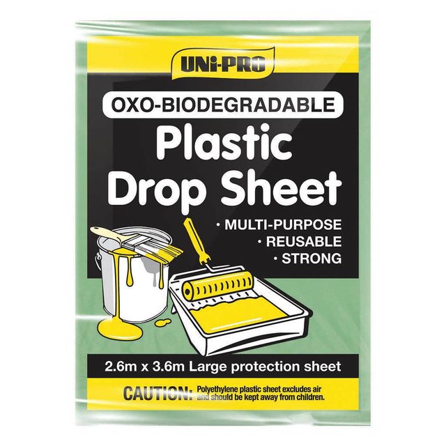 Uni-Pro Oxo-Biodegradable Plastic Drop Sheet 2.6m x 3.6m