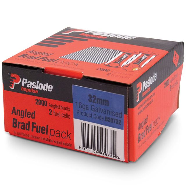 Paslode Impulse Brad Galvanised Angle W/Fuel 2000 32mm - 2,000 Box
