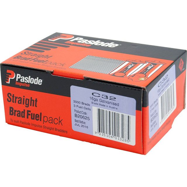 Paslode Impulse 32mm 16 Gauge C Series Zinc Brad Nails with Fuel - 3000 Pack