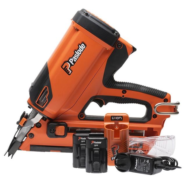 Paslode 2 X 2.2Ah 50-90mm Framemaster Powervent Gas Framing Nailer Kit B20580