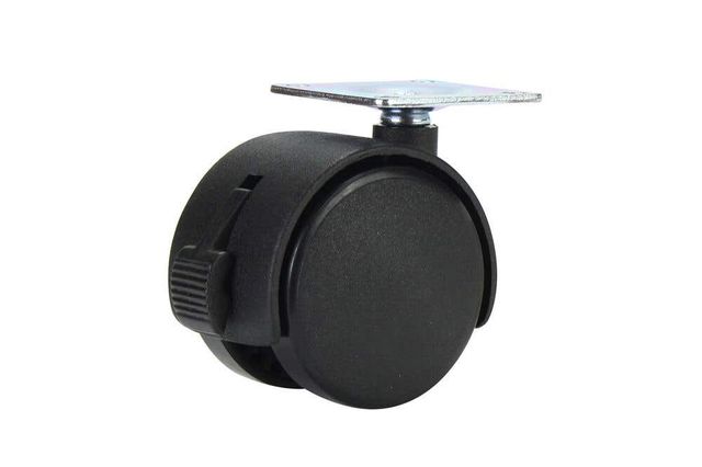 Cold Steel Twin Wheel Hooded Plate Furniture Castor with Brake 50mm - 2 Pack
