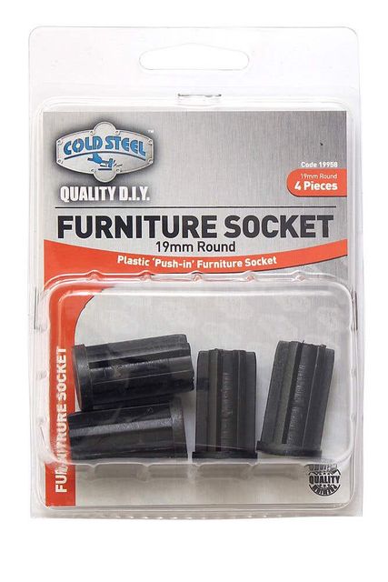 Cold Steel Furniture Socket Round 19mm - 4 Pack