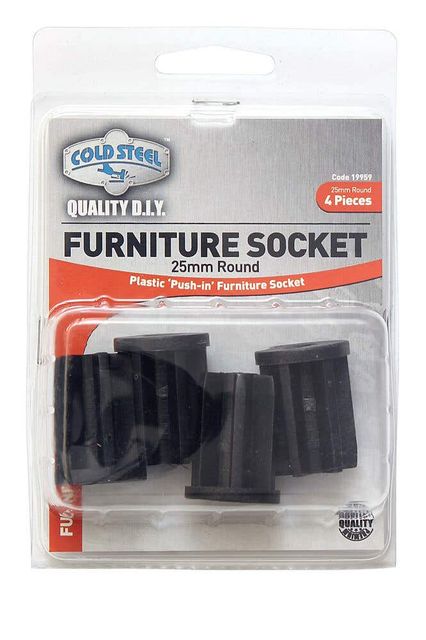 Cold Steel Furniture Socket Round 25mm - 4 Pack