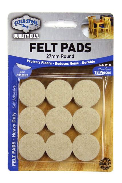 Cold Steel Felt Pads Round Heavy Duty Beige 27mm - 18 Pack
