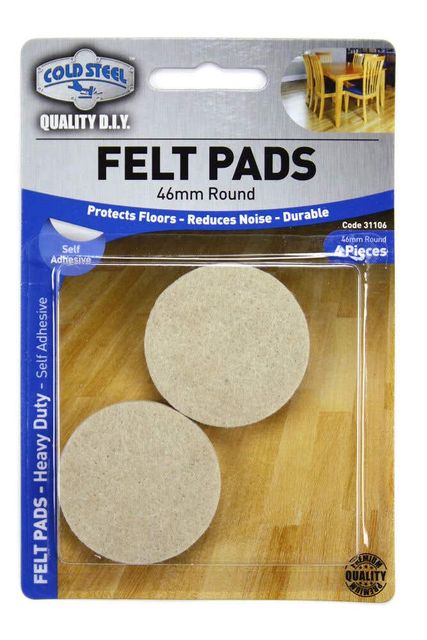 Cold Steel Felt Pads Round Heavy Duty Beige 46mm - 4 Pack