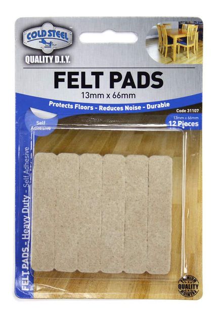 Cold Steel Heavy Duty Felt Strip Beige 13 x 66mm - 12 Pack