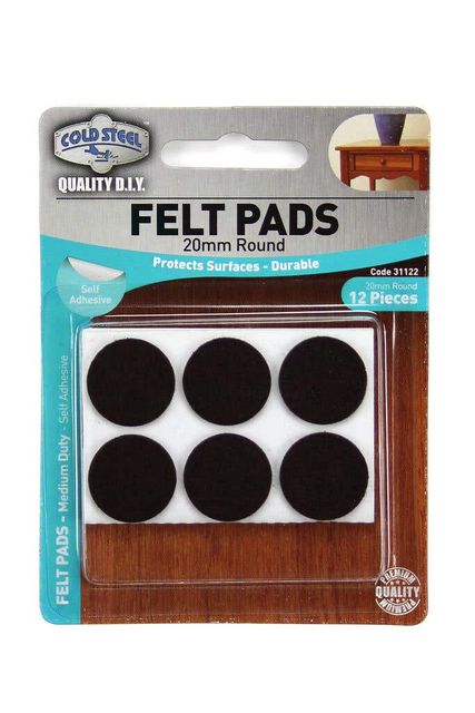 Cold Steel Heavy Duty Round Felt Pads Brown 20mm - 12 Pack
