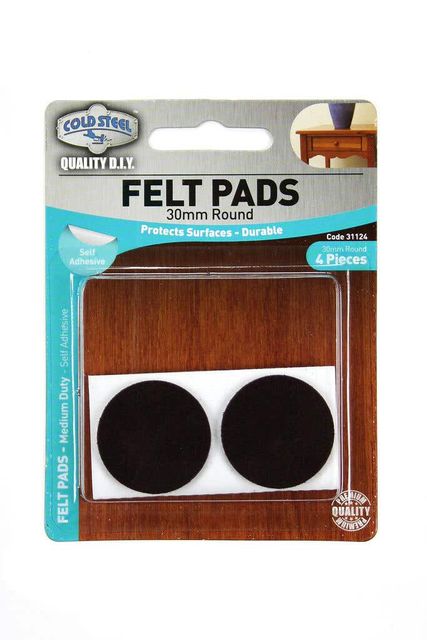 Cold Steel Heavy Duty Round Felt Pads Brown 30mm - 4 Pack