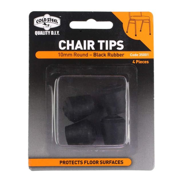 Cold Steel Chair Tips Round Black Rubber 10mm - 4 Pack