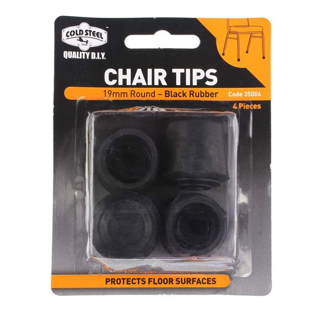 Cold Steel Chair Tips Round Black Rubber 19mm - 4 Pack