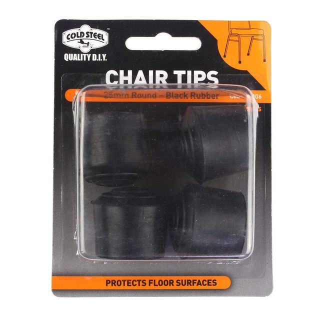 Cold Steel Chair Tips Round Black Rubber 25mm - 4 Pack