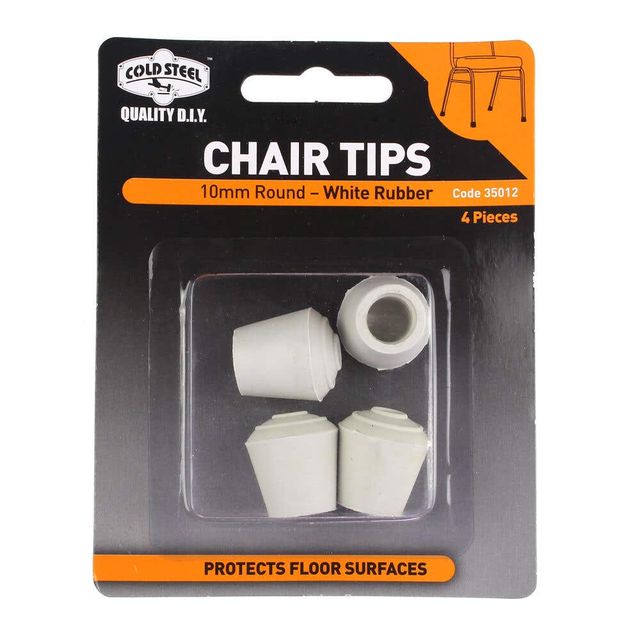 Cold Steel Chair Tips Round White Rubber 10mm - 4 Pack