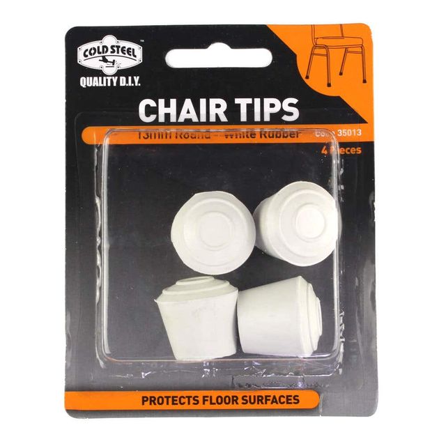 Cold Steel Chair Tips Round White Rubber 13mm - 4 Pack