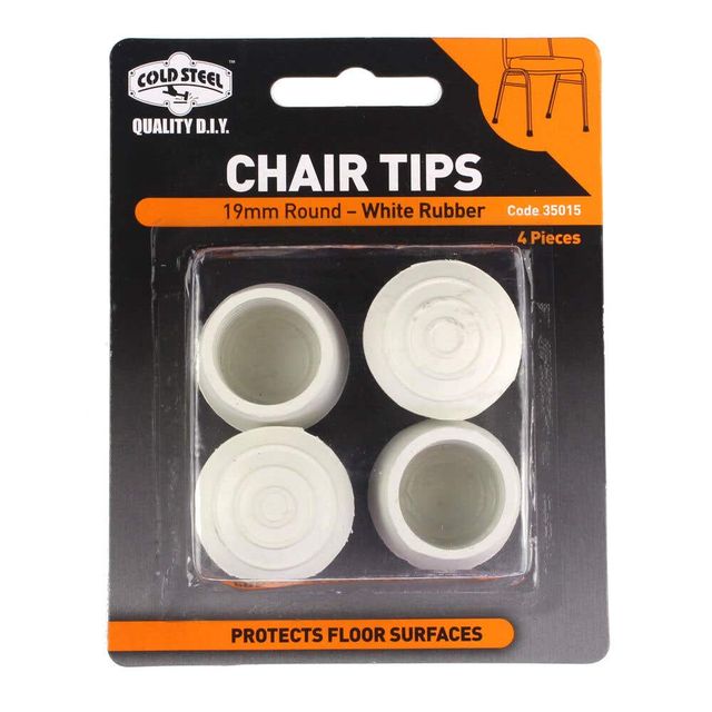 Cold Steel Chair Tips Round White Rubber 19mm - 4 Pack