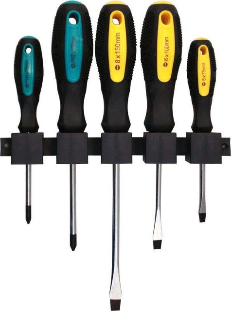 Buy Right® 5 Piece Screwdriver Set including Wall Rack