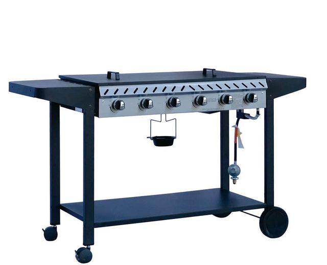 Grilled Deluxe 6 Burner Solid Plate BBQ