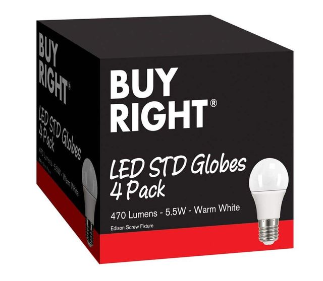 Buy Right LED STD Edison Screw Globe Warm White- 4 Pack