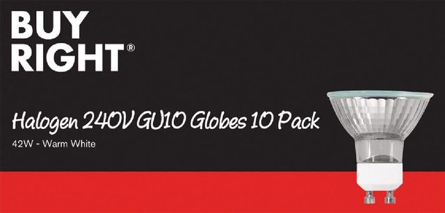 Buy Right Halogen Globe GU10 42W Warm White - 10 Pack