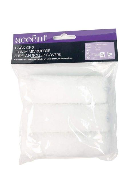 Accent Microfibre Roller Cover 100mm - 3 Pack
