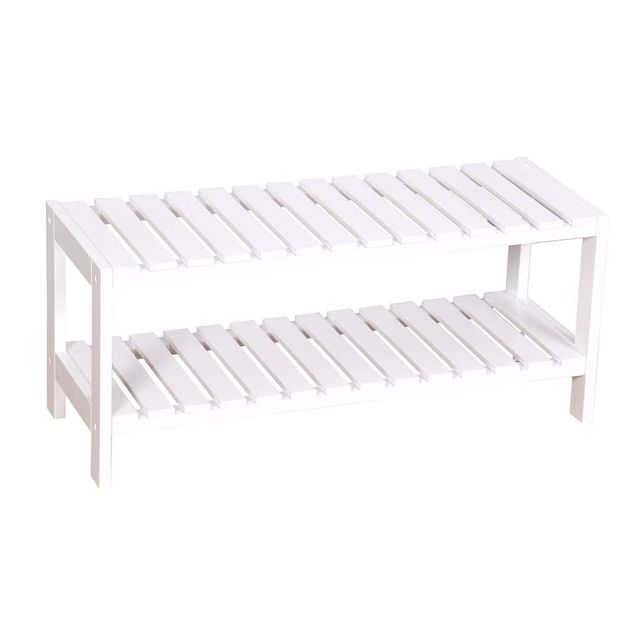 2 Tier MDF Shoe Rack White